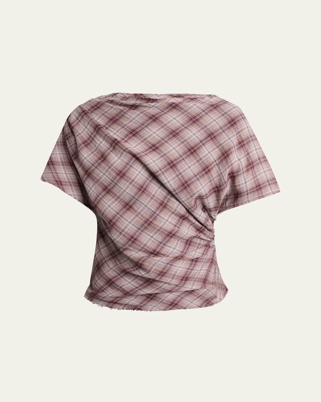 Neyela Plaid Short-Sleeve Blouse